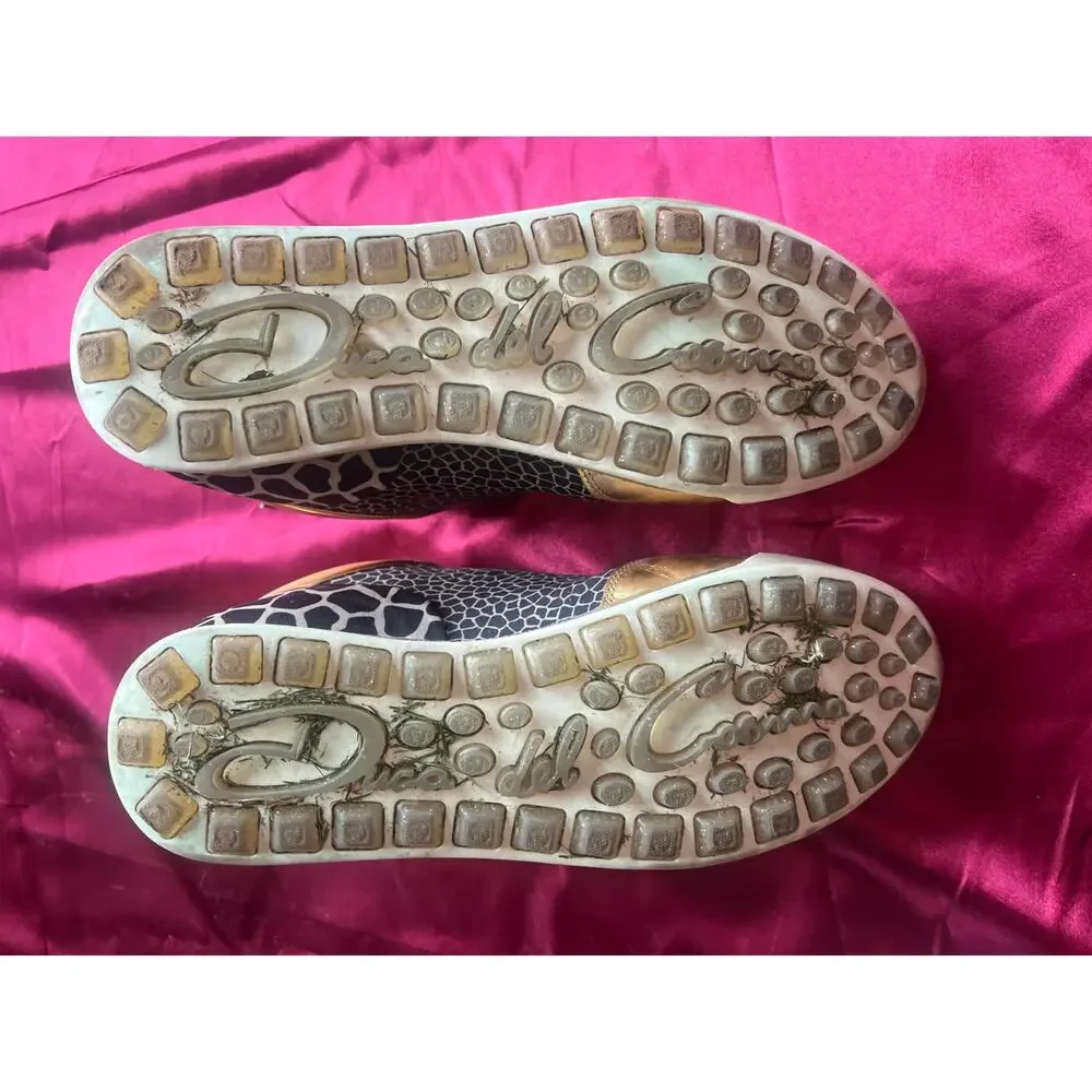 Duca Del Cosma Kubana Golf Shoes Women‎ 8.5 Gold Animal Print Waterproof Comfort